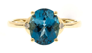 Alexandra 10K Yellow Gold Oval-Cut Brazilian London Blue Topaz Ring