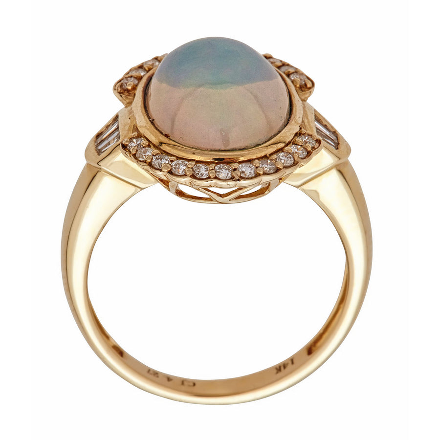 Genesis 14K Yellow Gold Oval-Cat Natural African Opal Ring