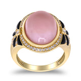 Valerie 14K Yellow Gold Oval-Cabochon Peruvian Pink Opal Ring