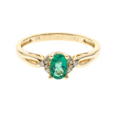Rue 10K Yellow Gold Oval-Cut Natural Zambian Emerald Ring