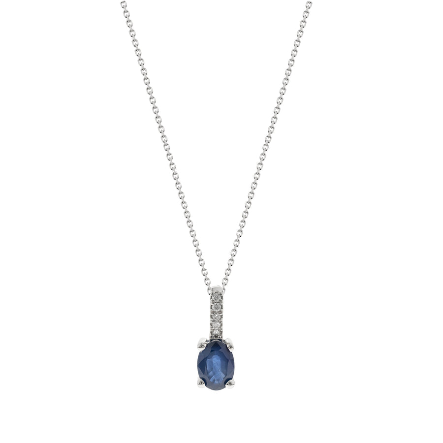 Sara 10K White Gold Oval-Cut Ceylon Blue Sapphire Pendant