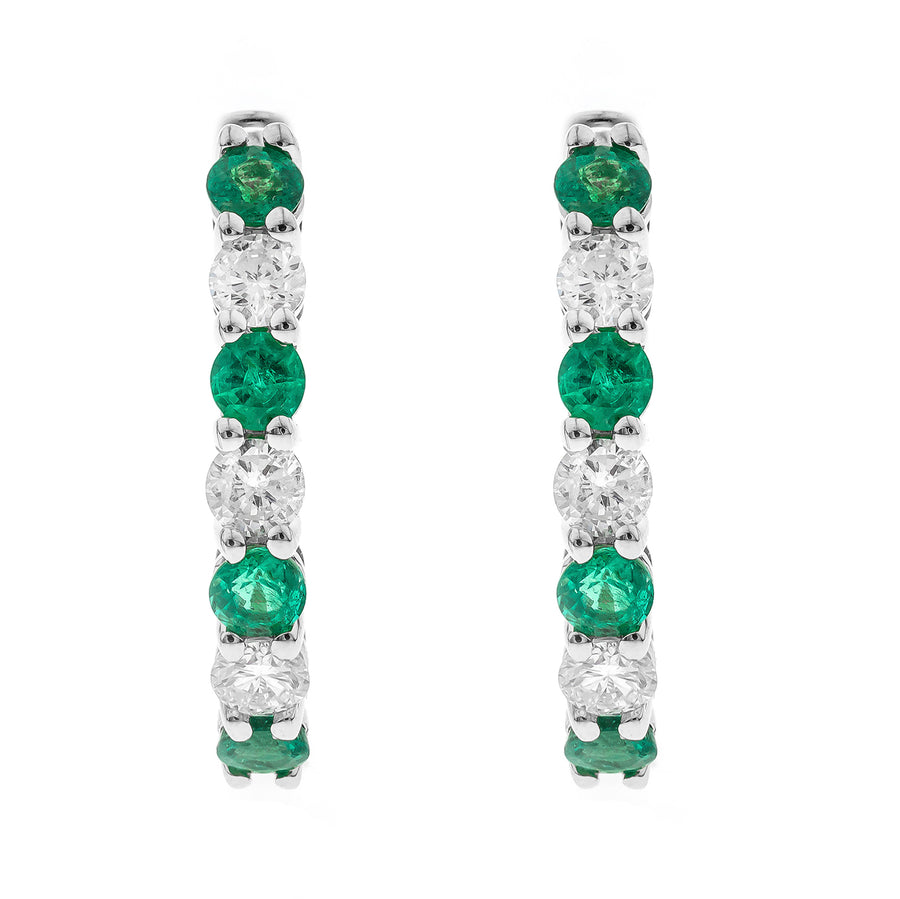 Aaliyah 14K White Gold Round-cut Natural Zambian Emerald Earrings