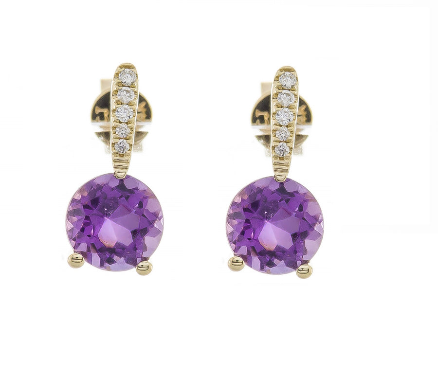 Chloe 10K Yellow Gold Round-Cut Brazilian Amethyst Earring