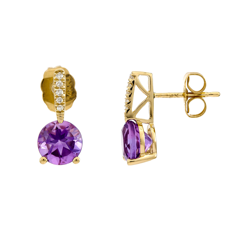 Chloe 10K Yellow Gold Round-Cut Brazilian Amethyst Earring