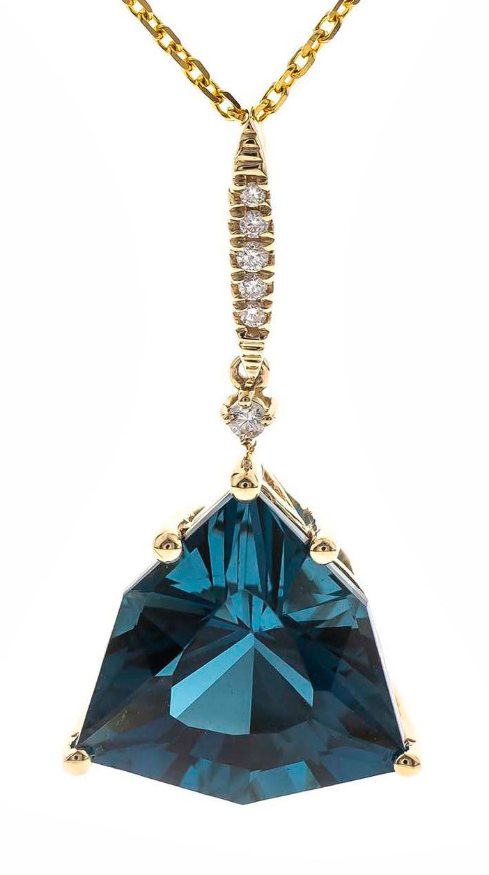 Sandra 14K Yellow Gold Fancy-Cut Brazilian London Blue Topaz Pendant