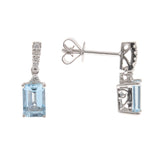 Sage 10K White Gold Emerald-Cut Aquamarine Earring