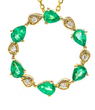 Harlow 10K Yellow Gold Pear-cut Zambian Emerald Pendant