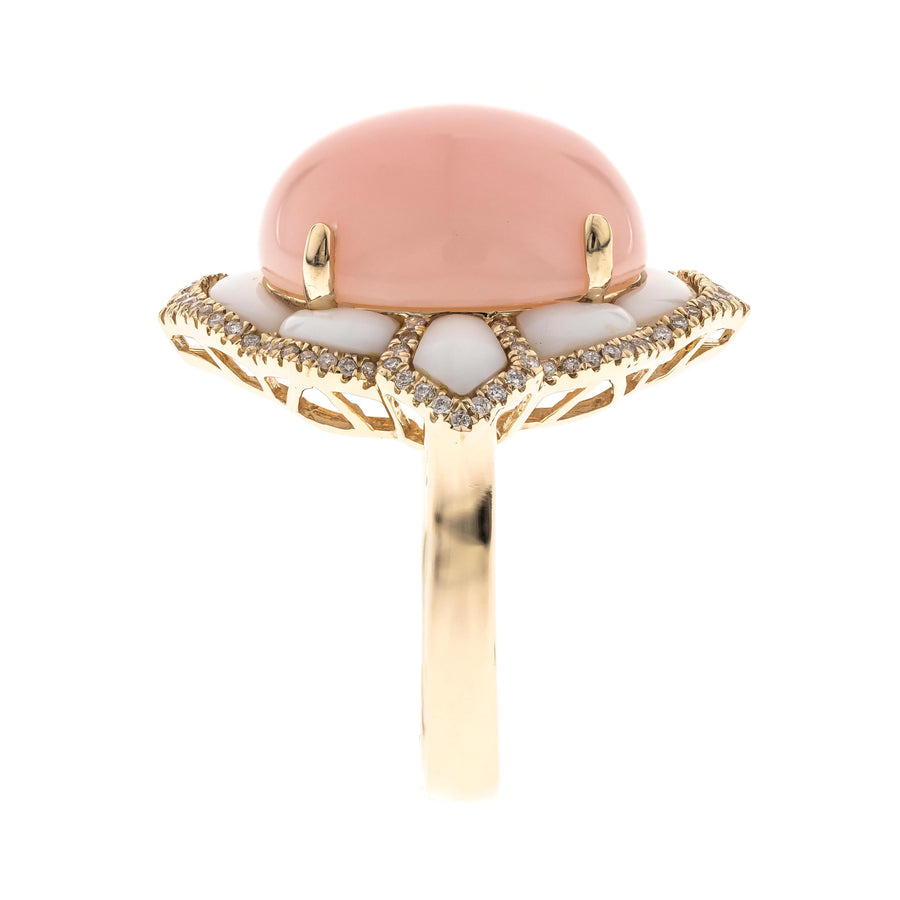 Ellie 14K Yellow Gold Oval-Cab Peruvian Pink Opal Ring