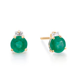 Mila 10K Yellow Gold Round-Cut Natural Zambian Emerald Earrings