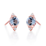 Charles 10K Rose Gold Round-Cut Brazilian Aquamarine Earrings