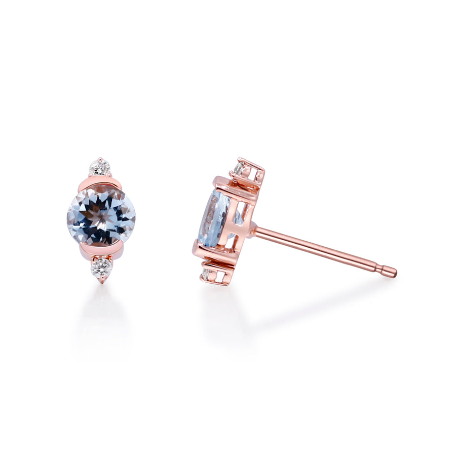 Charles 10K Rose Gold Round-Cut Brazilian Aquamarine Earrings