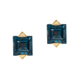Audrey 10K Yellow Gold Square-Cut Brazilian London Blue Topaz Earrings
