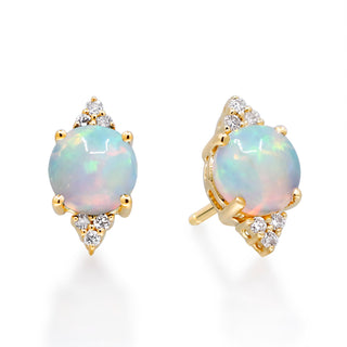 Penelope 10K Yellow Gold Round-Cab African Opal Earrings