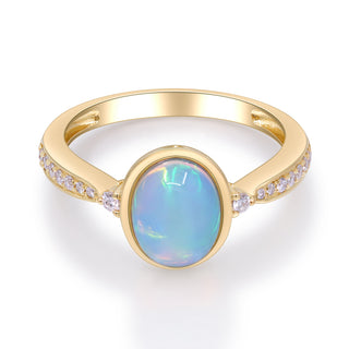 Aleah 14K Yellow Gold Oval-Cut Opal Ring