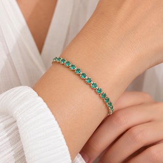 Ruth 14K Yellow Gold Round-Cut Emerald Bracelet