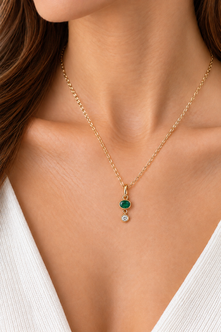 Amelie 14K Yellow Gold Oval-Cut Zambian Emerald Pendant