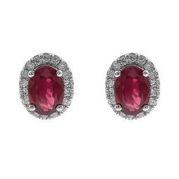 Sadie 10K White Gold Oval-Cut Mozambique Ruby Earring