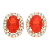 Madison 14K Yellow Gold Oval-Cut Mexican Fire Opal Earring