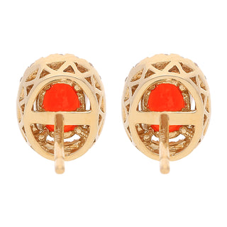 Madison 14K Yellow Gold Oval-Cut Mexican Fire Opal Earring