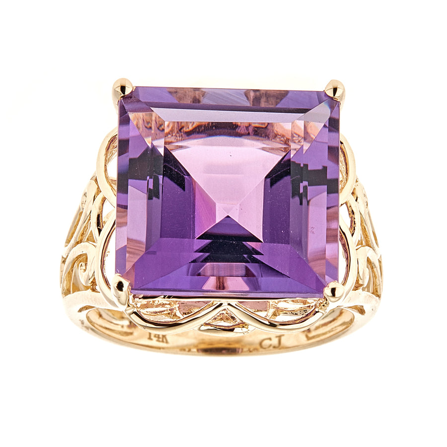 Ashlyn 10K Yellow Gold Princess-Cut Brazilian Amethyst Ring