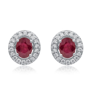 Sara 10K White Gold Oval-Cut Mozambique Ruby Earring