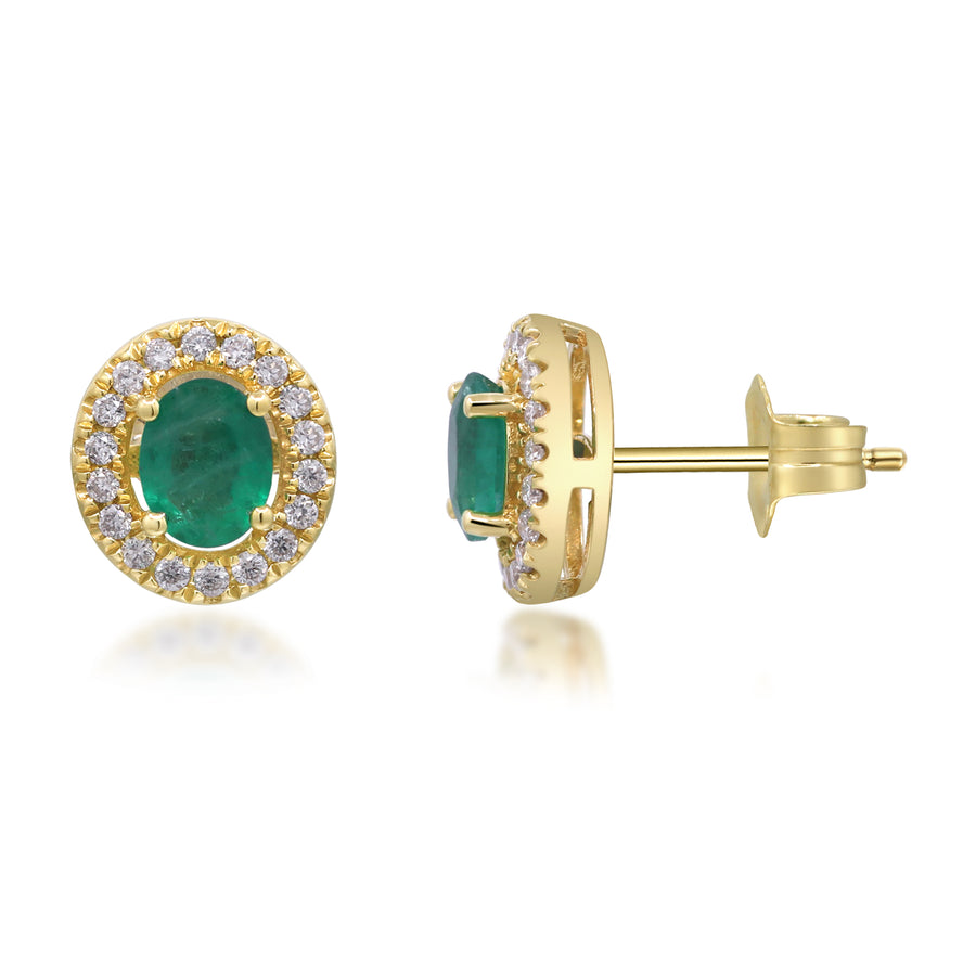 Penny 10K Yellow Gold Oval-Cut Natural Zambian Emerald Earring