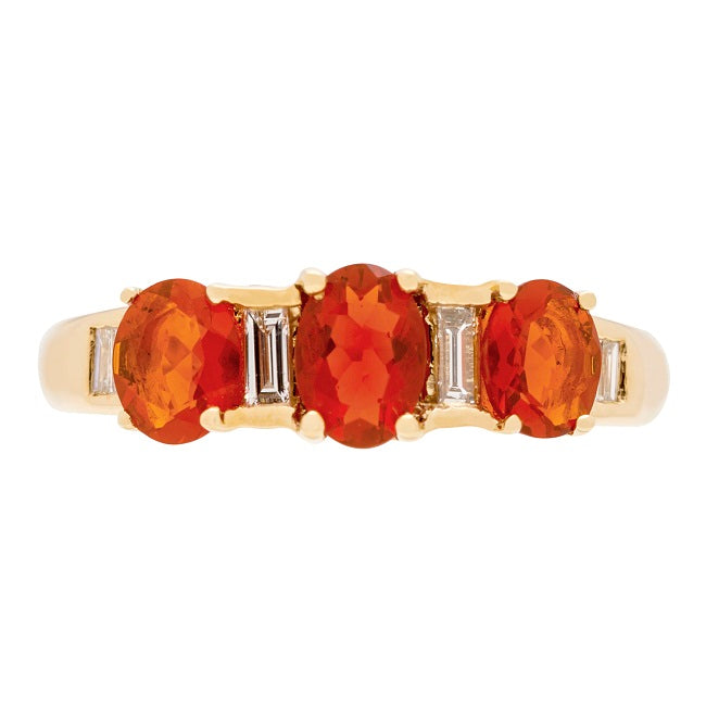 Aubrey 14K Yellow Gold Oval-Cut Mexican Fire Opal Ring