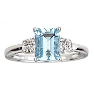 Alexa 10K White Gold Emerald-Cut Brazilian Aquamarine Ring