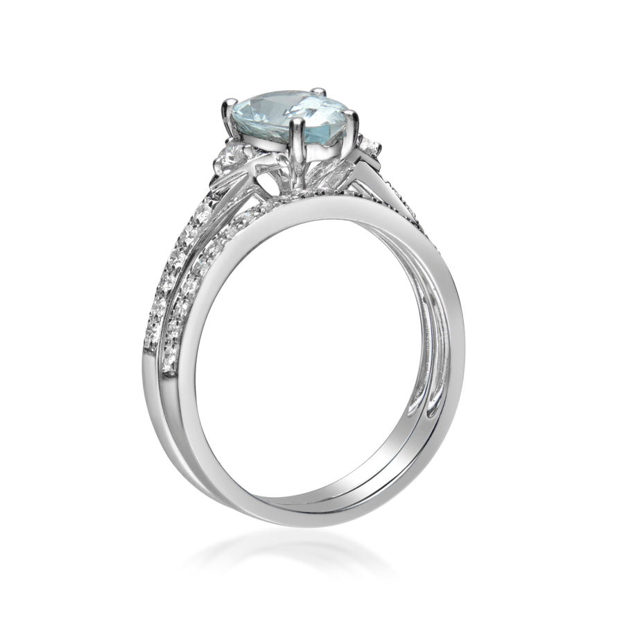 Peyton 14K White Gold Pear-Cut Brazilian Aquamarine Ring