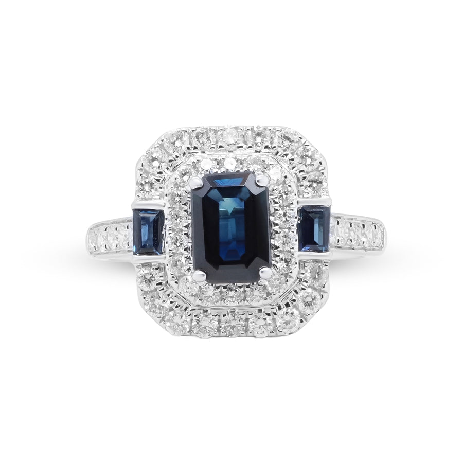 Adeline 14K White Gold Baguette-Cut Ceylon Blue Sapphire Ring