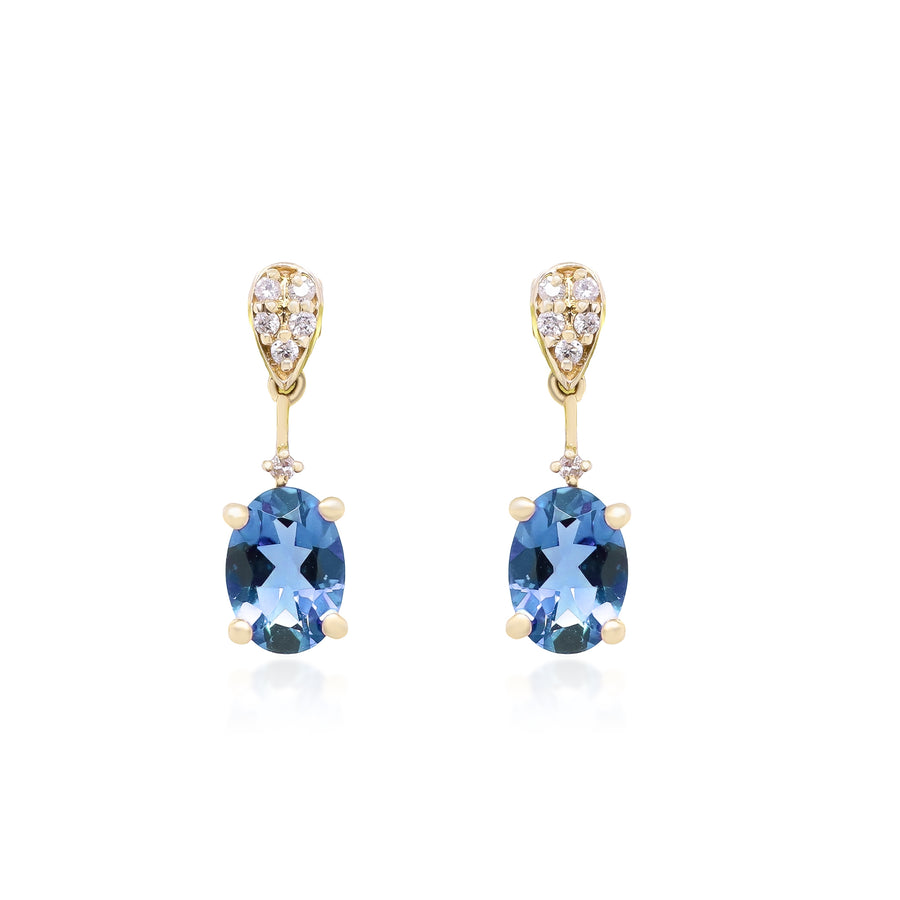 Juliette 10K Yellow Gold Oval-Cut Brazilian London Blue Topaz Earrings