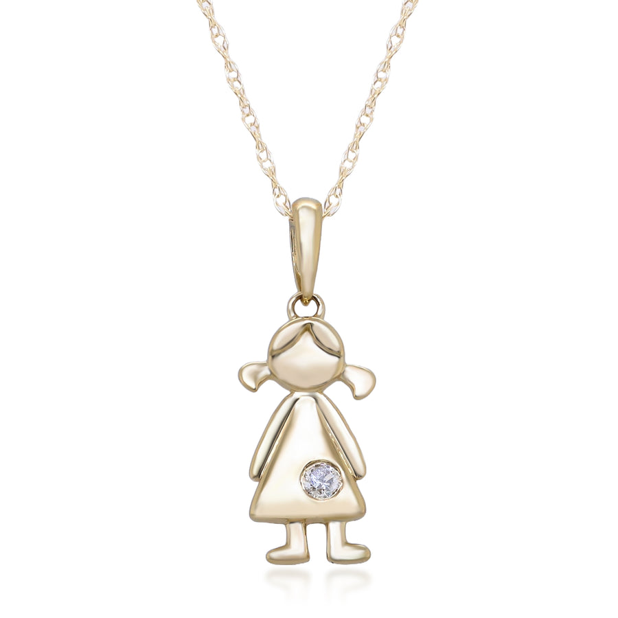 Willow 10K Yellow Gold Round-Cut White Diamond Pendant