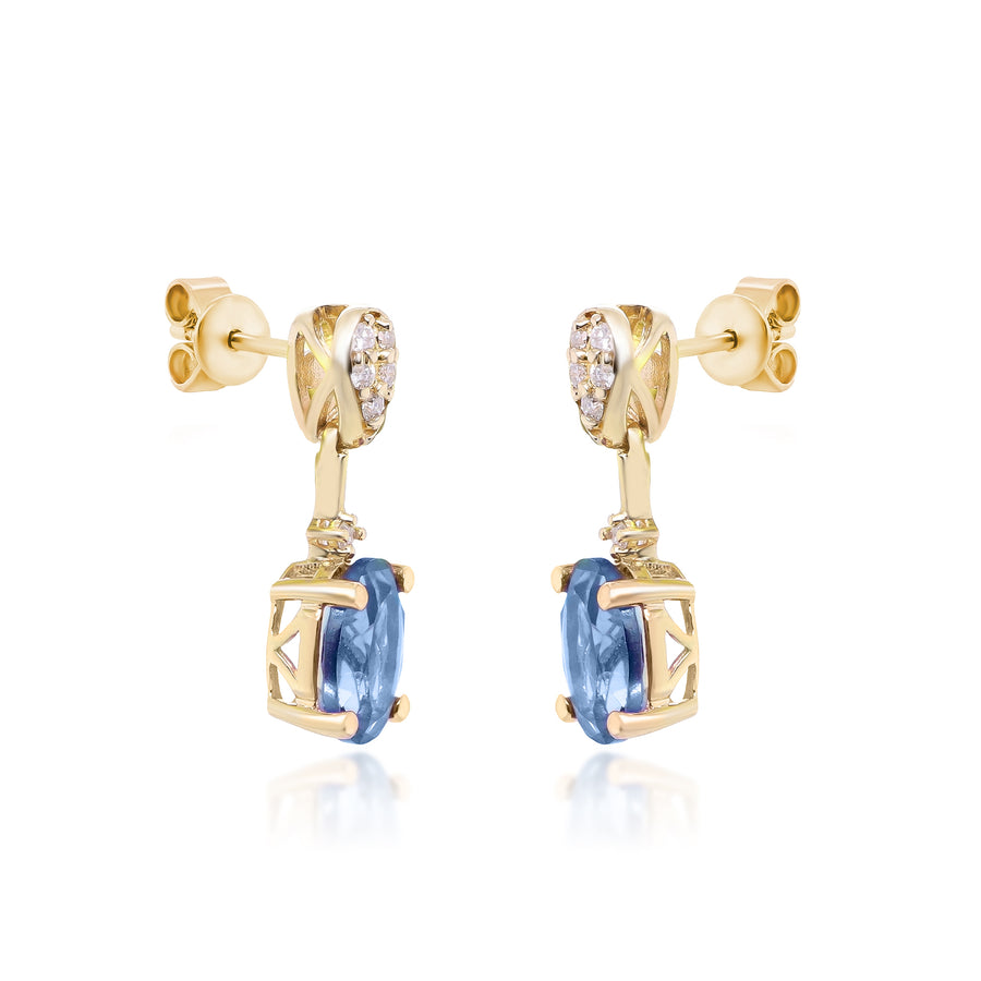 Juliette 10K Yellow Gold Oval-Cut Brazilian London Blue Topaz Earrings