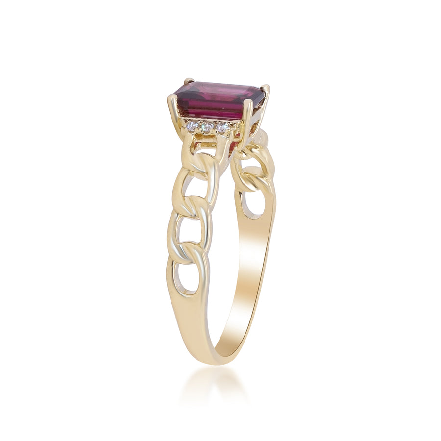 Abby 14K Yellow Gold Emerald-Cut Madagascar Rhodolite Ring