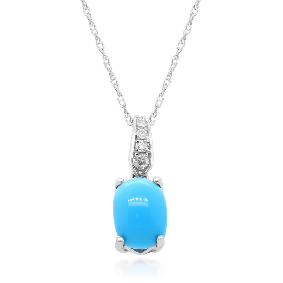 Adelina 10K White Gold Cushion-Cab Arizona Turquoise Pendant