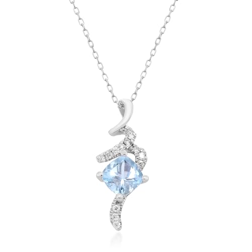 Cielo 14K White Gold Cushion-Cut Brazilian Aquamarine Pendant