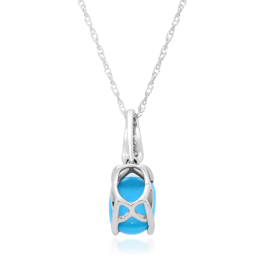 Adelina 10K White Gold Cushion-Cab Arizona Turquoise Pendant