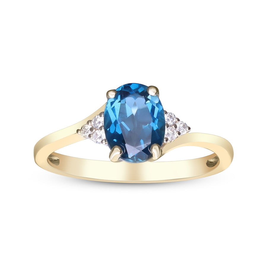 Hannah 10K Yellow Gold Oval-Cut London Blue Topaz Ring