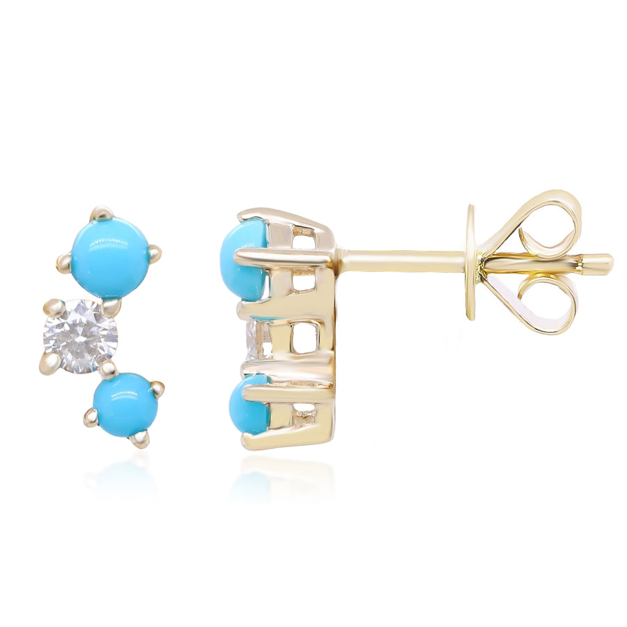 Elena 10K Yellow Gold Round-Cut Turquoise Earrings