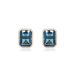 Lucy 10K Yellow Gold Emerald-Cut Brazilian London Blue Topaz Earrings