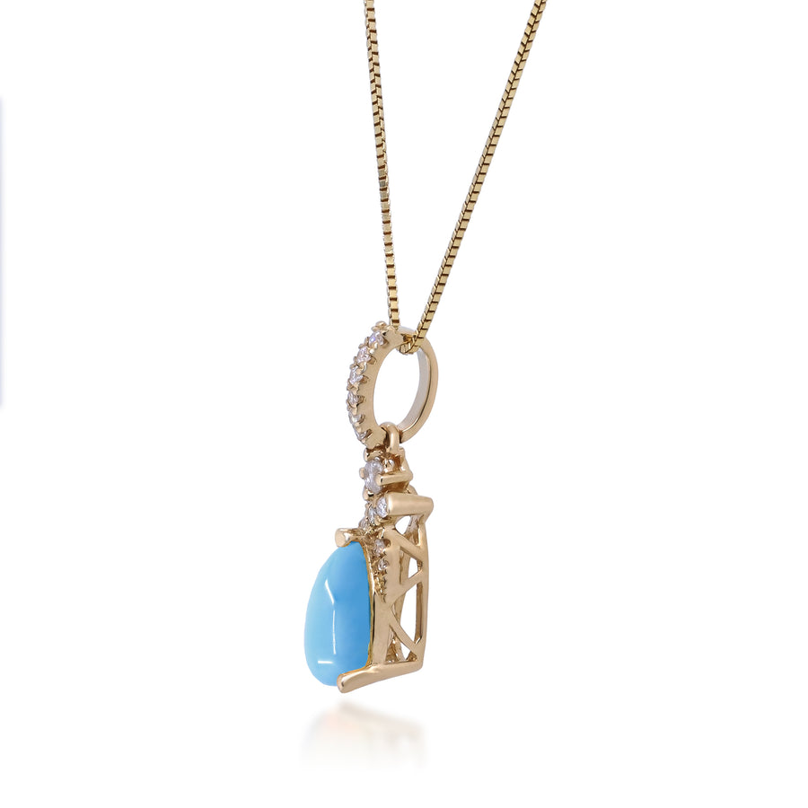 Aspen 14K Yellow Gold Pear-Cab Arizona Turquoise Pendant