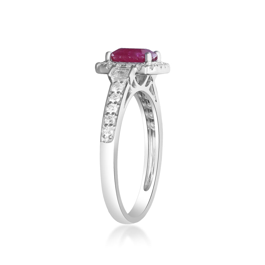 Emersyn 14K White Gold Emerald-Cut Mozambique Ruby Ring