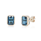 Lucy 10K Yellow Gold Emerald-Cut Brazilian London Blue Topaz Earrings