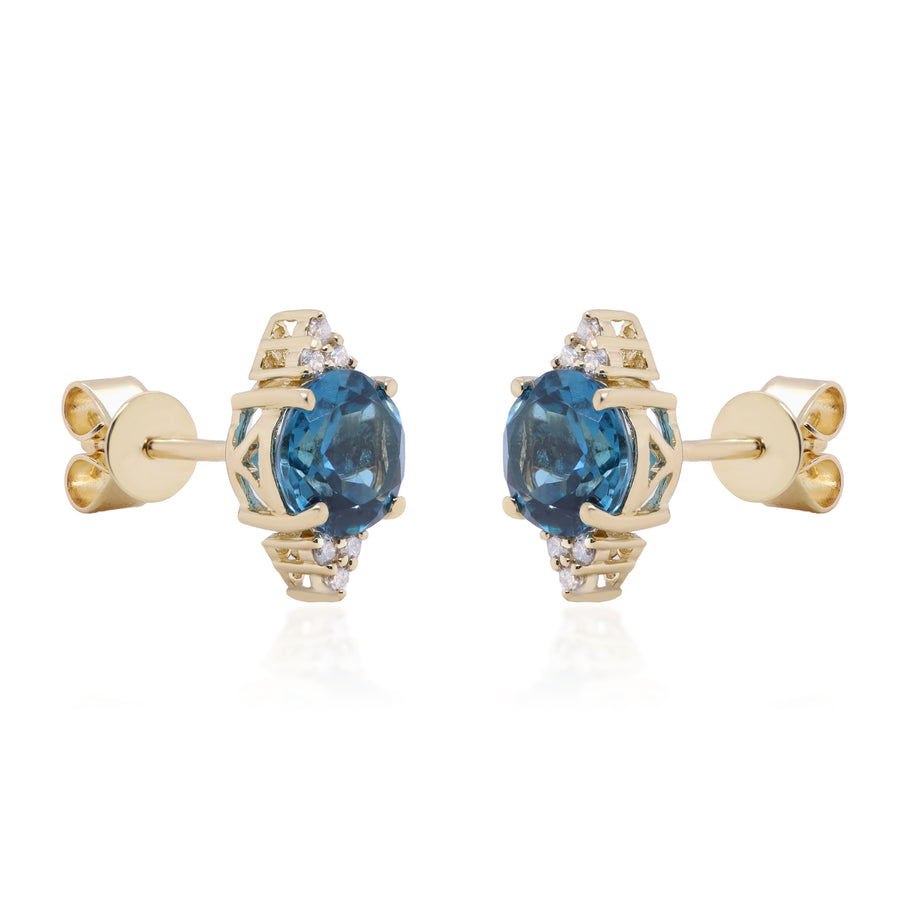 Gabriel 10K Yellow Gold Round-Cut Brazilian London Blue Topaz Earrings