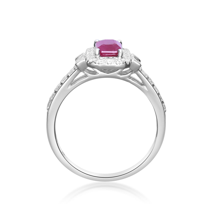 Emersyn 14K White Gold Emerald-Cut Mozambique Ruby Ring