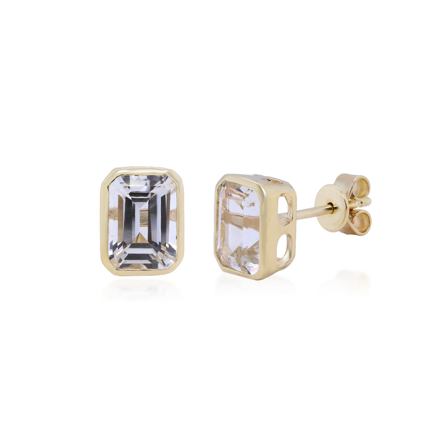 Everett 10K Yellow Gold Emerald-Cut White Topaz Earrings