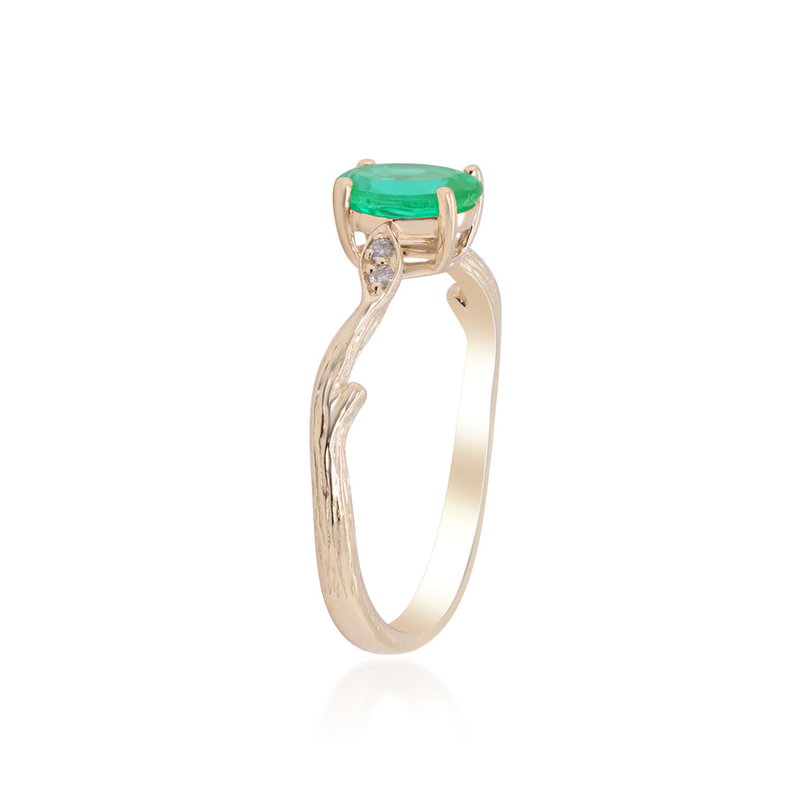 Aliya 14K Yellow Gold Oval-Cut Natural Zambian Emerald Ring