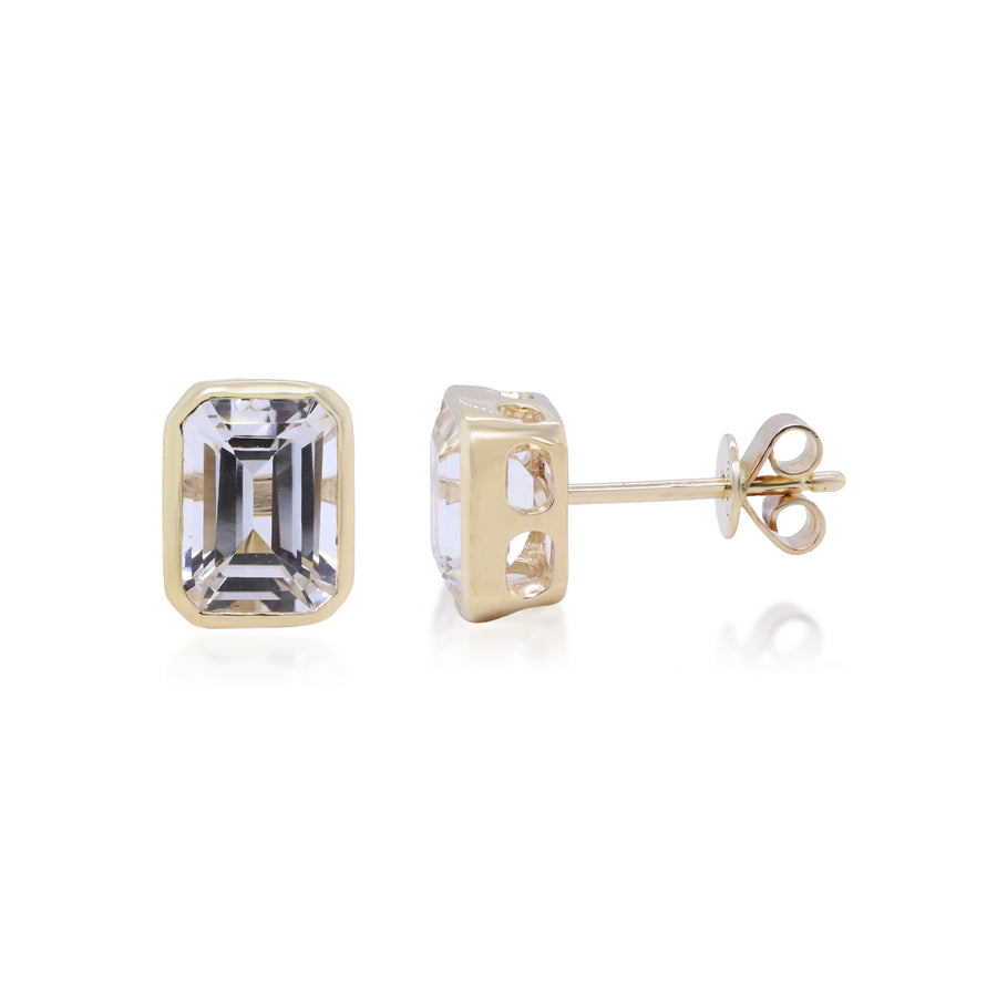 Everett 10K Yellow Gold Emerald-Cut White Topaz Earrings