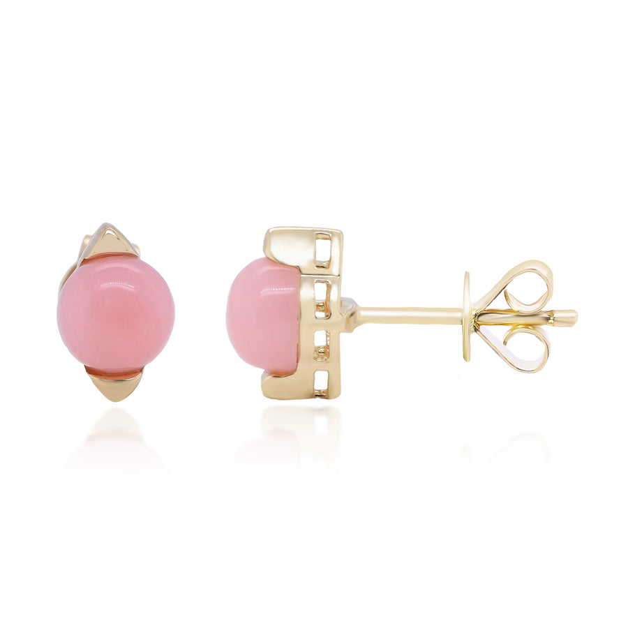 Kaylee 10K Yellow Gold Round-Cut Peruvian Pink Opal Earrings