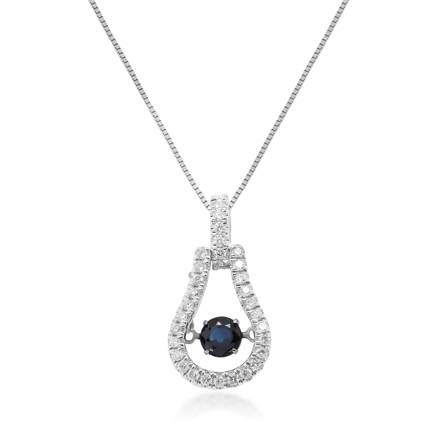 Aubriella 10K White Gold Round-Cut Ceylon Blue Sapphire Pendant